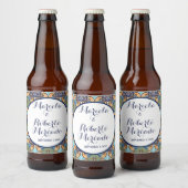 Elegante Mexicaanse Floral Talavera bruiloft Bier Etiket (Flessen)