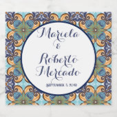 Elegante Mexicaanse Floral Talavera bruiloft Bier Etiket (Enkel label)