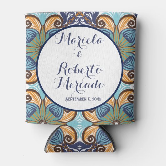 Elegante Mexicaanse Floral Talavera bruiloft Blikjeskoeler (Voorkant)