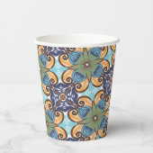 Elegante Mexicaanse Floral Talavera bruiloft Papieren Bekers (Achterkant)