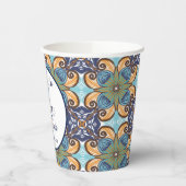 Elegante Mexicaanse Floral Talavera bruiloft Papieren Bekers (Links)