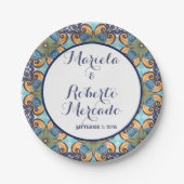 Elegante Mexicaanse Floral Talavera bruiloft Papieren Bordje (Voorkant)