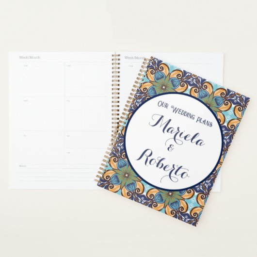 Elegante Mexicaanse Floral Talavera bruiloft Planner (Display)