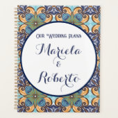 Elegante Mexicaanse Floral Talavera bruiloft Planner (Voorkant)