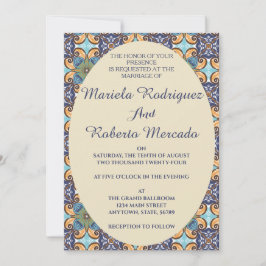 Elegante Mexicaanse Floral Talavera Oval Wedding Kaart