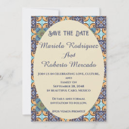 Elegante Mexicaanse Floral Talavera Oval Wedding Save The Date