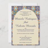 Elegante Mexicaanse Floral Talavera Tegel bruiloft Kaart (Voorkant)