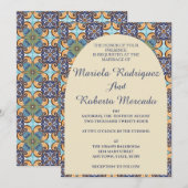 Elegante Mexicaanse Floral Talavera Tegel bruiloft Kaart (Voorkant / Achterkant)
