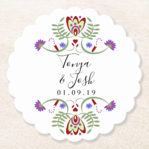 Elegante Mexicaanse Folk Bloemen Bruiloft   Mini H Kartonnen Onderzetters