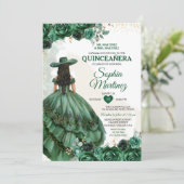 Elegante Mexicaanse Prinses Emerald Groene Quincea Kaart (Staand voorkant)