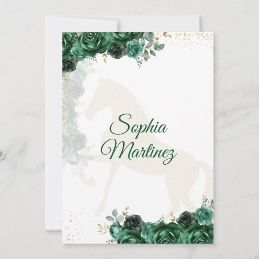 Elegante Mexicaanse Prinses Emerald Groene Quincea Kaart (Achterkant)