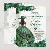 Elegante Mexicaanse Prinses Emerald Groene Quincea Kaart (Voorkant / Achterkant)