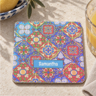 Elegante Mexicaanse talavera rode blauwe paarse te Stenen Onderzetter