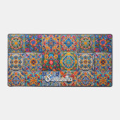 Elegante Mexicaanse talavera rode gele tegels Bureaumat (Voorkant)