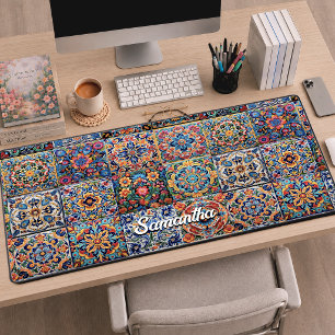 Elegante Mexicaanse talavera rode gele tegels Bureaumat