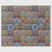 Elegante Mexicaanse talavera rode gele tegels Cadeaupapier (Vlak)