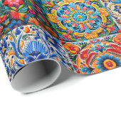 Elegante Mexicaanse talavera rode gele tegels Cadeaupapier (Rol Hoek)