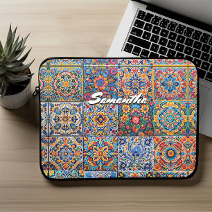 Elegante Mexicaanse talavera rode gele tegels Laptop Sleeve