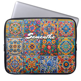 Elegante Mexicaanse talavera rode gele tegels Laptop Sleeve