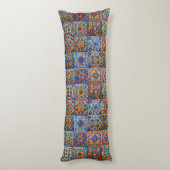 Elegante Mexicaanse talavera rode gele tegels Lichaamskussen (Achterkant (Verticaal))