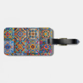 Elegante Mexicaanse talavera rode gele tegels mono Bagagelabel (Achterkant horizontaal)