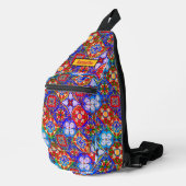 Elegante Mexicaanse talavera rode gele tegels mono Sling Bag (Rechterhoek)
