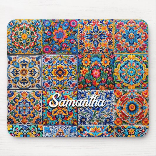 Elegante Mexicaanse talavera rode gele tegels Muismat (Voorkant)