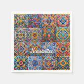 Elegante Mexicaanse talavera rode gele tegels Servet (Voorkant)