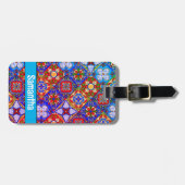 Elegante Mexicaanse talavera rood blauw paarse teg Bagagelabel (Voorkant horizontaal)