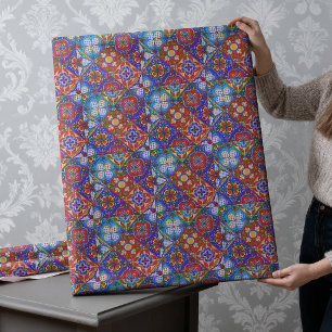 Elegante Mexicaanse talavera rood blauw paarse teg Cadeaupapier