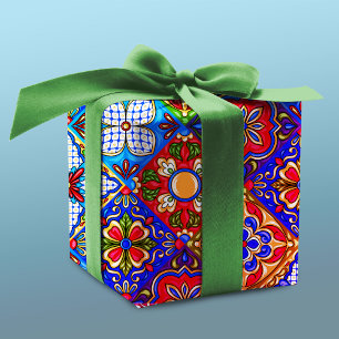 Elegante Mexicaanse talavera rood blauw paarse teg Cadeaupapier