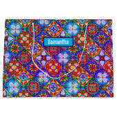 Elegante Mexicaanse talavera rood blauw paarse teg Groot Cadeauzakje (Voorkant)