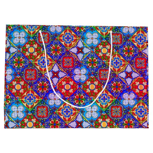 Elegante Mexicaanse talavera rood blauw paarse teg Groot Cadeauzakje (Achterkant)