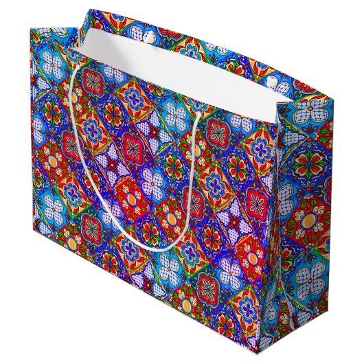 Elegante Mexicaanse talavera rood blauw paarse teg Groot Cadeauzakje (Achterkant Gekanteld)