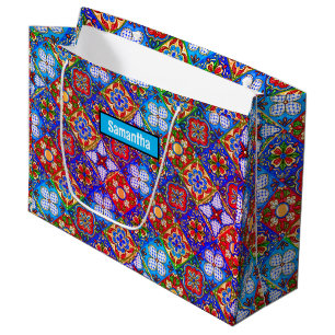 Elegante Mexicaanse talavera rood blauw paarse teg Groot Cadeauzakje
