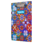 Elegante Mexicaanse talavera rood blauw paarse teg Klembord (Links)