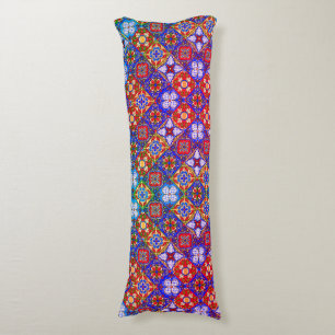 Elegante Mexicaanse talavera rood blauw paarse teg Lichaamskussen