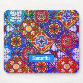 Elegante Mexicaanse talavera rood blauw paarse teg Muismat (Voorkant)