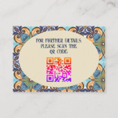 Elegante Mexicaanse Talavera Wedding Details QR co Informatiekaartje (Achterkant)