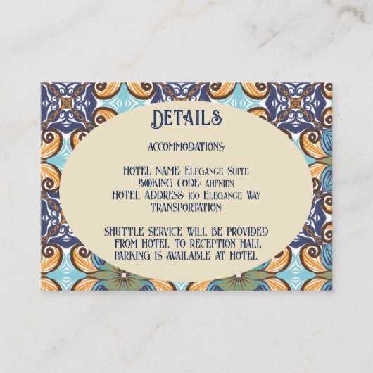 Elegante Mexicaanse Talavera Wedding Details QR co Informatiekaartje (Voorkant)