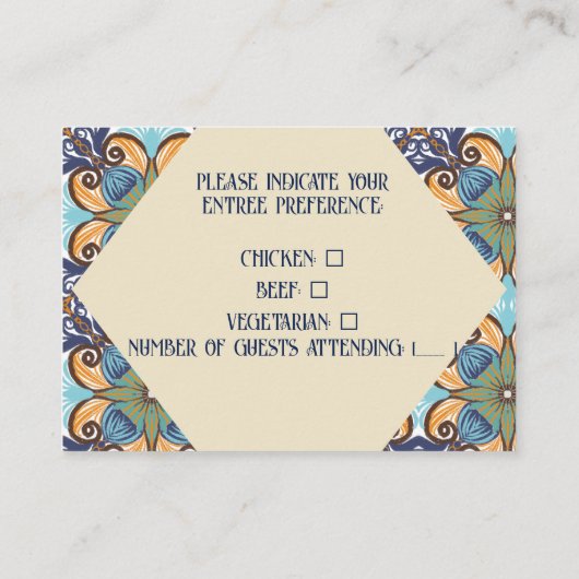 Elegante Mexicaanse Talaveras Diamond RSVP Informatiekaartje (Achterkant)