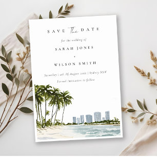 Elegante Miami Florida Palmbomen Strand Aquarel Save The Date