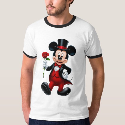 Elegante Mickey Mouse Avondroos T-Shirt (Voorkant)