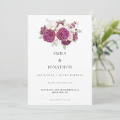 Elegante Micro Wedding Bourgogne Bloemen Roos Roze Save The Date (Staand voorkant)
