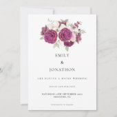 Elegante Micro Wedding Bourgogne Bloemen Sage Gree Save The Date (Voorkant)