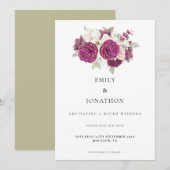 Elegante Micro Wedding Bourgogne Bloemen Sage Gree Save The Date (Voorkant / Achterkant)
