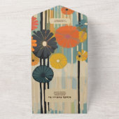 Elegante Mid Century bloemenbruiloft All In One Uitnodiging (Buitenkant)