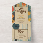 Elegante Mid Century bloemenbruiloft All In One Uitnodiging (Binnen)