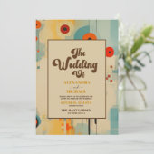 Elegante Mid Century bloemenbruiloft Kaart (Staand voorkant)