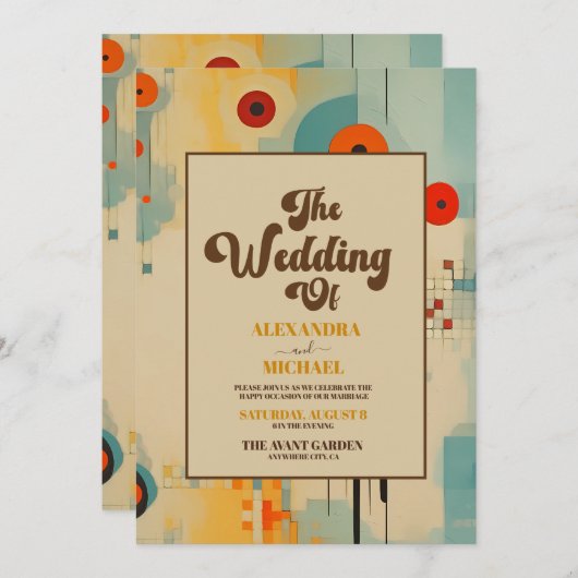 Elegante Mid Century bloemenbruiloft Kaart (Voorkant / Achterkant)